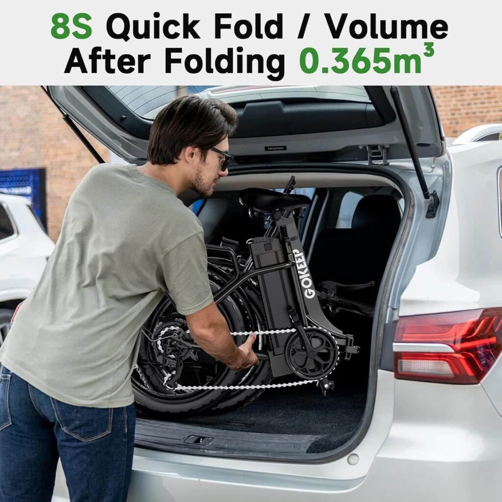 GOKEEP Electric Bikes - Folding Frame on Compatible Models