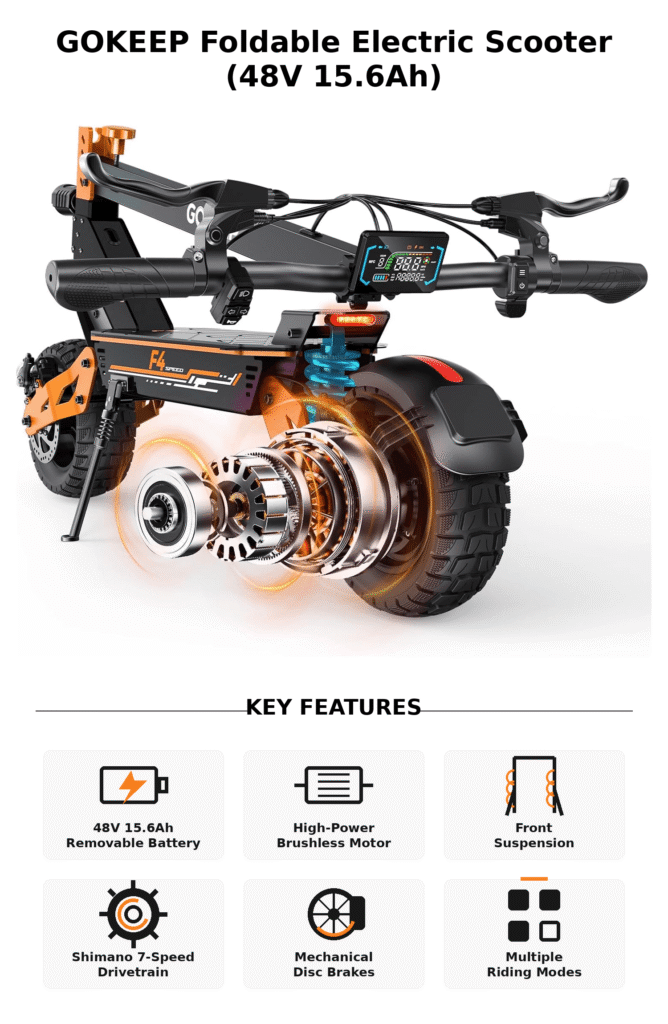 GOKEEP Foldable Electric Scooter (48V 15.6Ah)