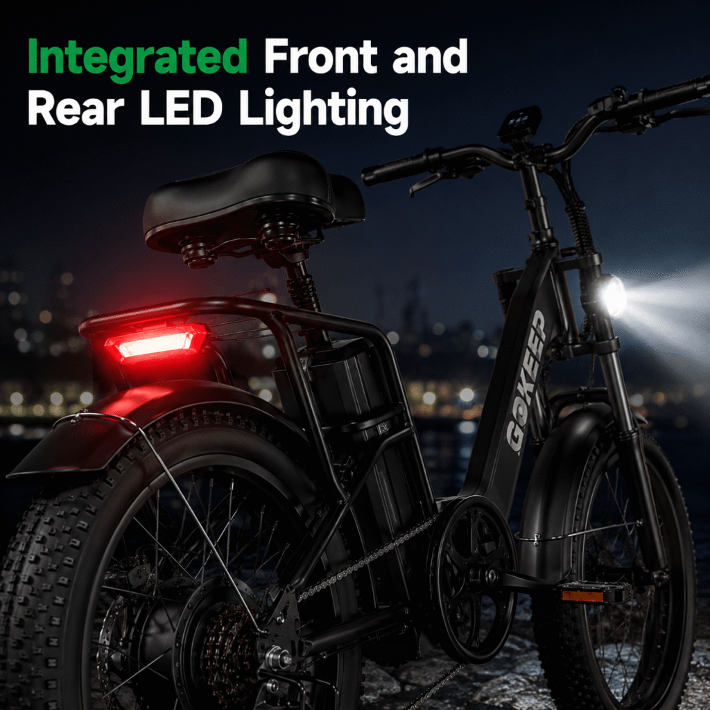 GOKEEP Electric Bike - Integrated Front and Rear LED Lighting